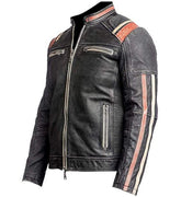 Distressed Motorcycle Jacket - Handmade Vintage Retro Biker Leather Jacket for Men - MNCLeather